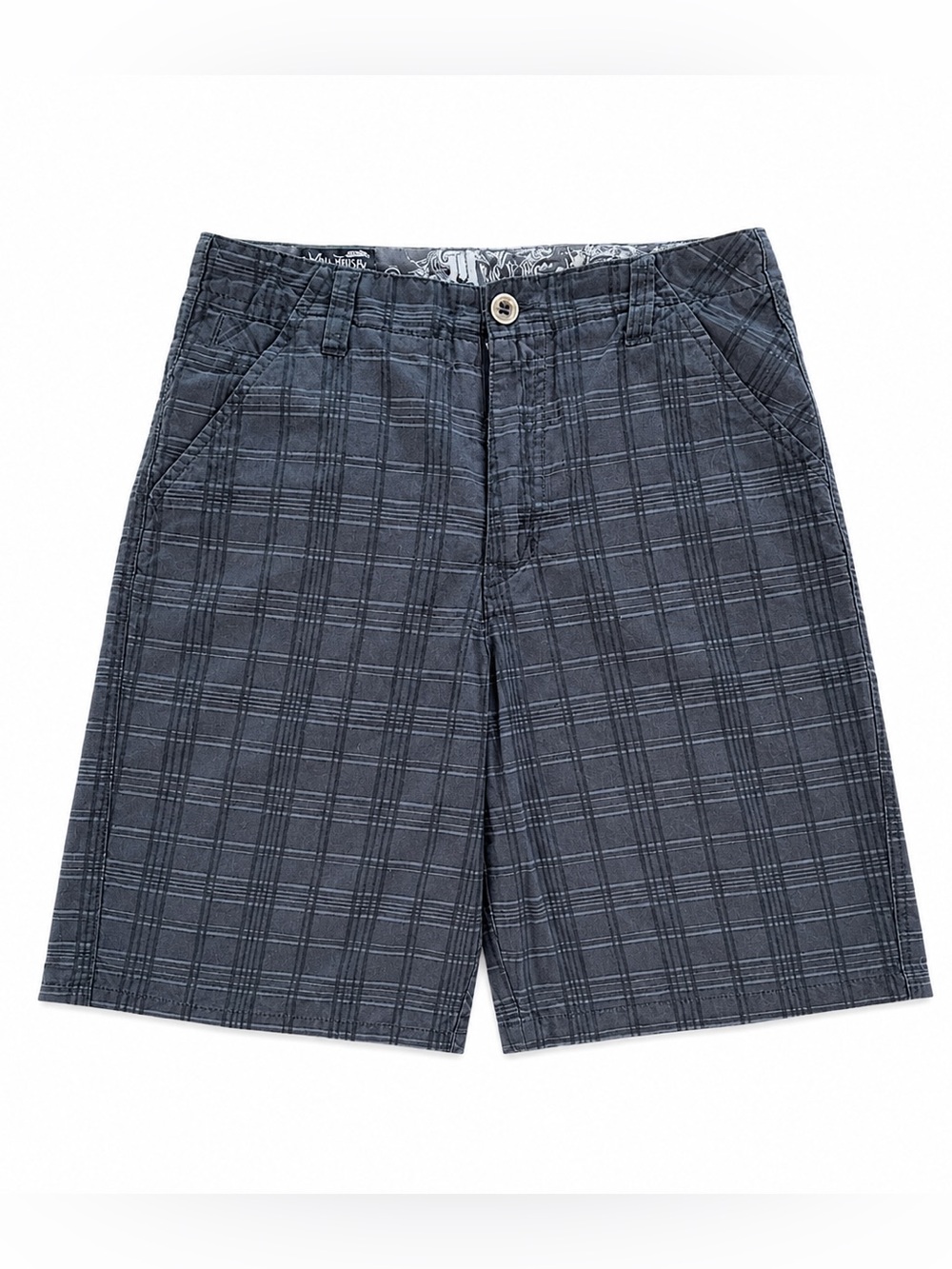 MICROS PLAID CARGO SHORTS BOYS SIZE 14 GRAY SKATE STREETWEAR Y2K